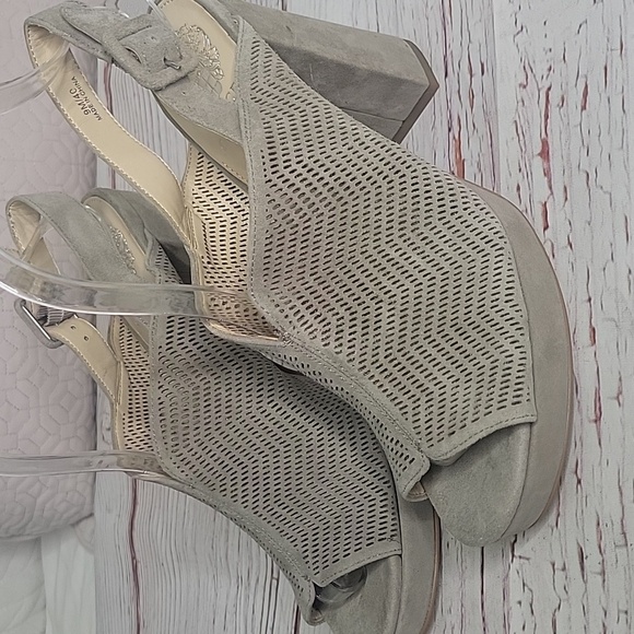 Vince Camuto Taupe Suede Platform Sandals Size 9 - Picture 5 of 11